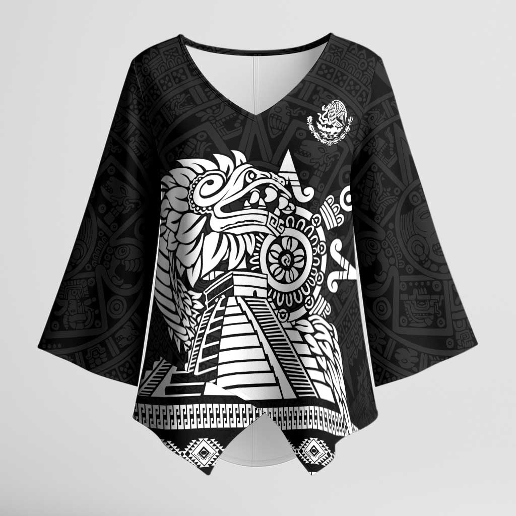 Mexican Aztec Pyramid Kimono Sleeve Blouse Aztec Pattern - Wonder Print Shop