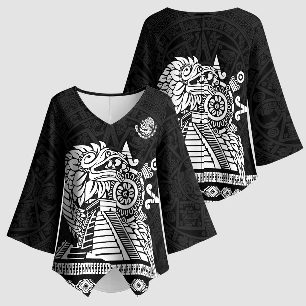 Mexican Aztec Pyramid Kimono Sleeve Blouse Aztec Pattern - Wonder Print Shop