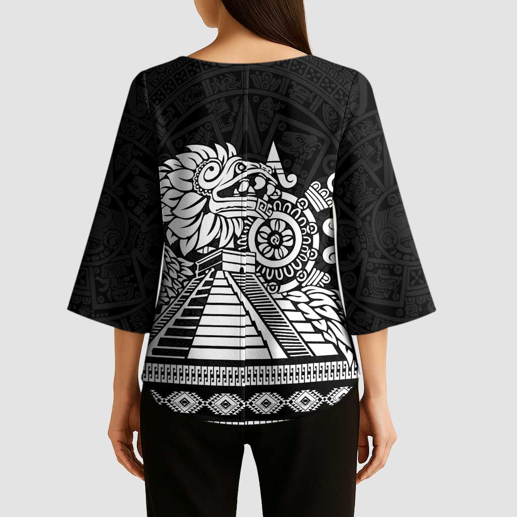 Mexican Aztec Pyramid Kimono Sleeve Blouse Aztec Pattern - Wonder Print Shop