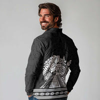 Mexican Aztec Pyramid Long Sleeve Polo Shirt Aztec Pattern - Wonder Print Shop