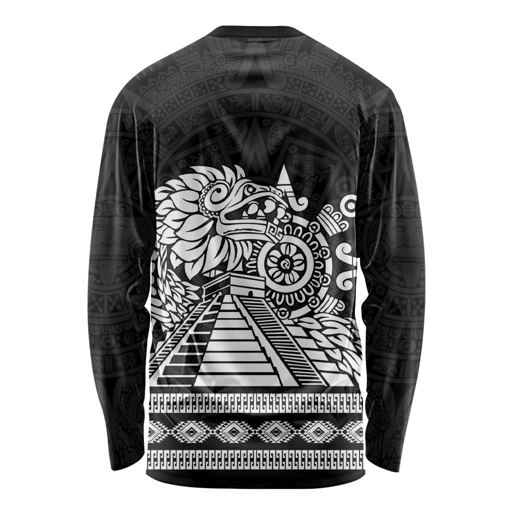 Mexican Aztec Pyramid Long Sleeve Shirt Aztec Pattern - Wonder Print Shop
