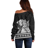 Mexican Aztec Pyramid Off Shoulder Sweater Aztec Pattern - Wonder Print Shop