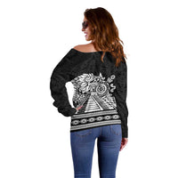Mexican Aztec Pyramid Off Shoulder Sweater Aztec Pattern - Wonder Print Shop