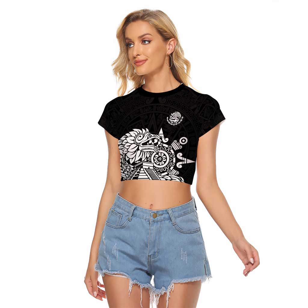 Mexican Aztec Pyramid Raglan Cropped T Shirt Aztec Pattern - Wonder Print Shop