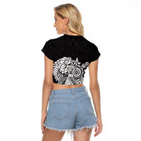 Mexican Aztec Pyramid Raglan Cropped T Shirt Aztec Pattern - Wonder Print Shop