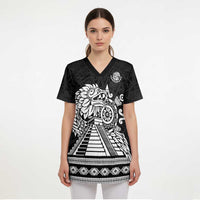 Mexican Aztec Pyramid Scrub Top Aztec Pattern - Wonder Print Shop
