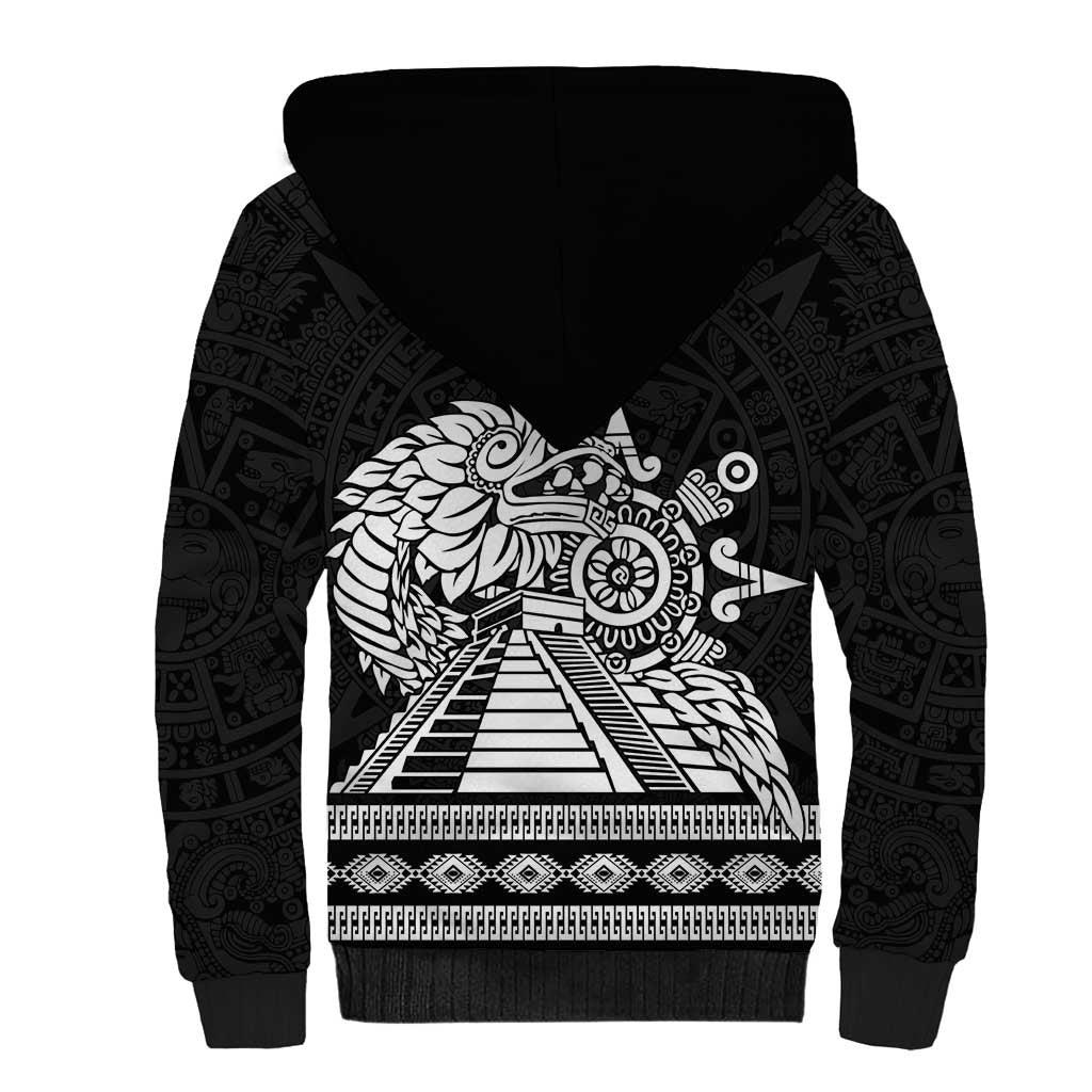 Mexican Aztec Pyramid Sherpa Hoodie Aztec Pattern - Wonder Print Shop