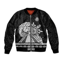 Mexican Aztec Pyramid Sleeve Zip Bomber Jacket Aztec Pattern - Wonder Print Shop