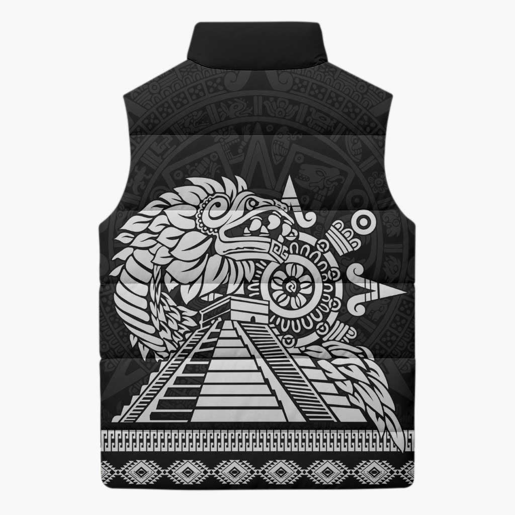 Mexican Aztec Pyramid Sleeveless Puffer Jacket Aztec Pattern - Wonder Print Shop
