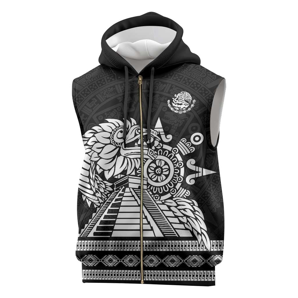 Mexican Aztec Pyramid Sleeveless Zip Hoodie Aztec Pattern - Wonder Print Shop