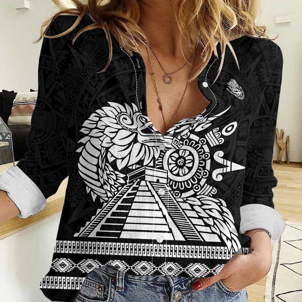 Mexican Aztec Pyramid Women Casual Shirt Aztec Pattern - Wonder Print Shop