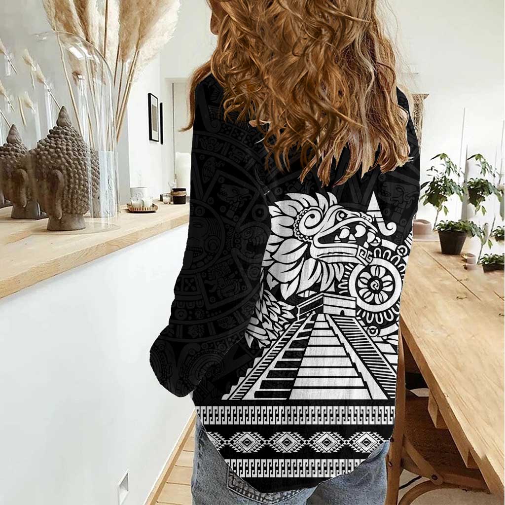 Mexican Aztec Pyramid Women Casual Shirt Aztec Pattern - Wonder Print Shop