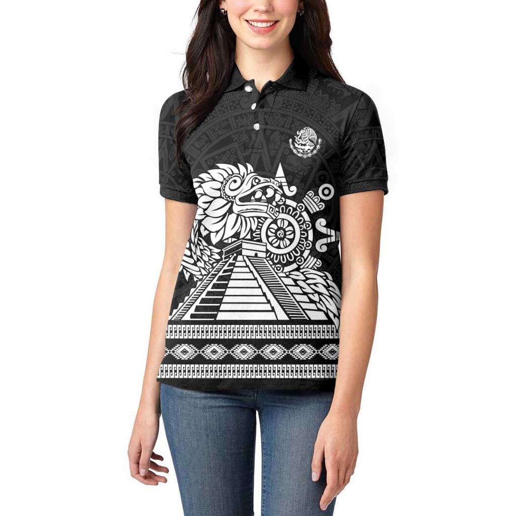 Mexican Aztec Pyramid Women Polo Shirt Aztec Pattern - Wonder Print Shop