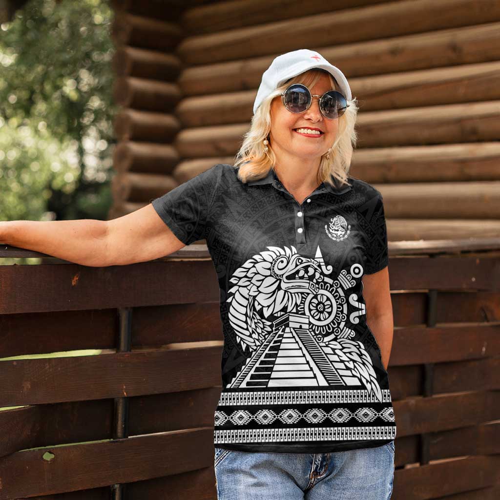 Mexican Aztec Pyramid Women Polo Shirt Aztec Pattern - Wonder Print Shop