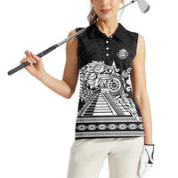 Mexican Aztec Pyramid Women Sleeveless Polo Shirt Aztec Pattern - Wonder Print Shop