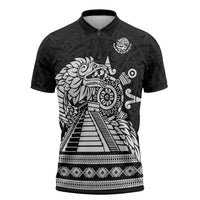Mexican Aztec Pyramid Zipper Polo Shirt Aztec Pattern - Wonder Print Shop