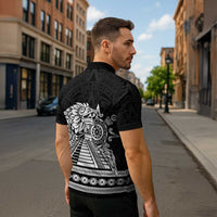 Mexican Aztec Pyramid Zipper Polo Shirt Aztec Pattern - Wonder Print Shop