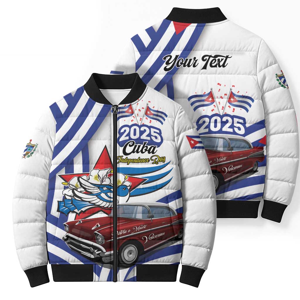 Personalized Cuba 2025 Independence Day Bomber Puffer Jacket The Beauty Of Classic Car - Wonder Print Shop