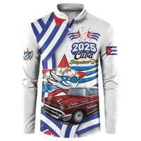 Personalized Cuba 2025 Independence Day Button Sweatshirt The Beauty Of Classic Car - Wonder Print Shop