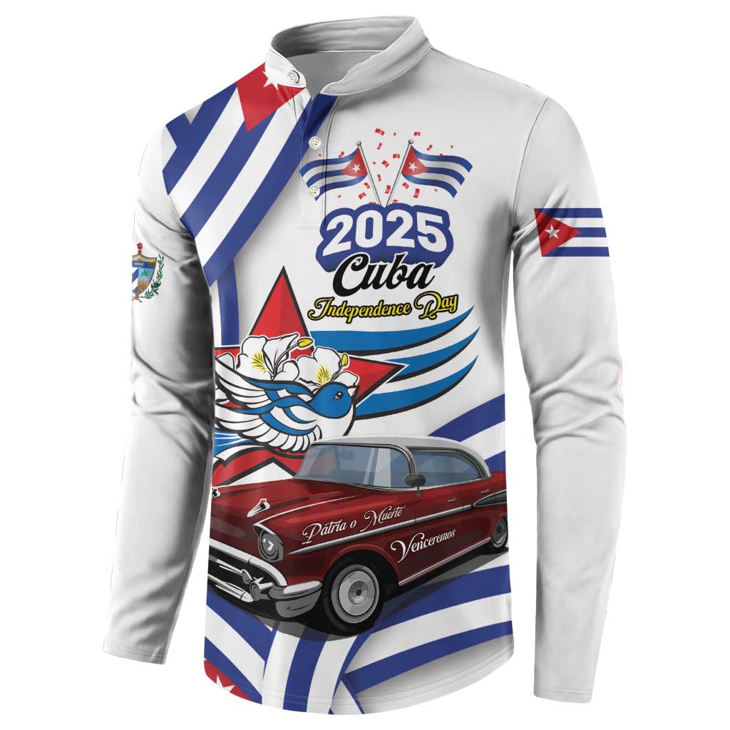 Personalized Cuba 2025 Independence Day Button Sweatshirt The Beauty Of Classic Car - Wonder Print Shop
