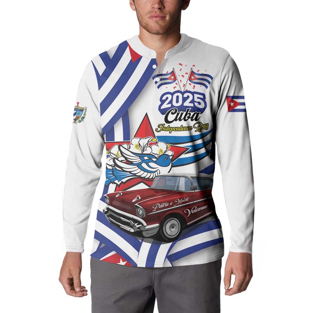 Personalized Cuba 2025 Independence Day Button Sweatshirt The Beauty Of Classic Car - Wonder Print Shop