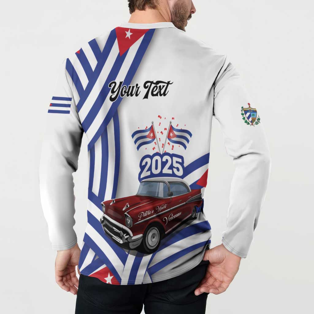 Personalized Cuba 2025 Independence Day Button Sweatshirt The Beauty Of Classic Car - Wonder Print Shop