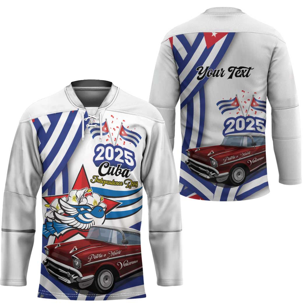 Personalized Cuba 2025 Independence Day Hockey Jersey The Beauty Of Classic Car - Wonder Print Shop