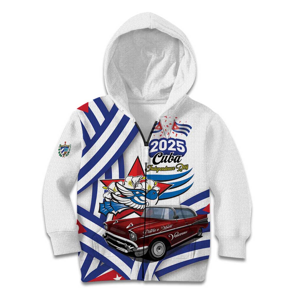 Personalized Cuba 2025 Independence Day Kid Hoodie The Beauty Of Classic Car - Wonder Print Shop