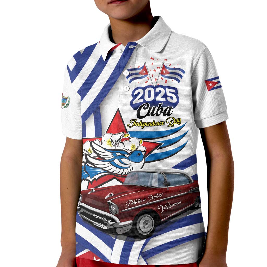 Personalized Cuba 2025 Independence Day Kid Polo Shirt The Beauty Of Classic Car - Wonder Print Shop