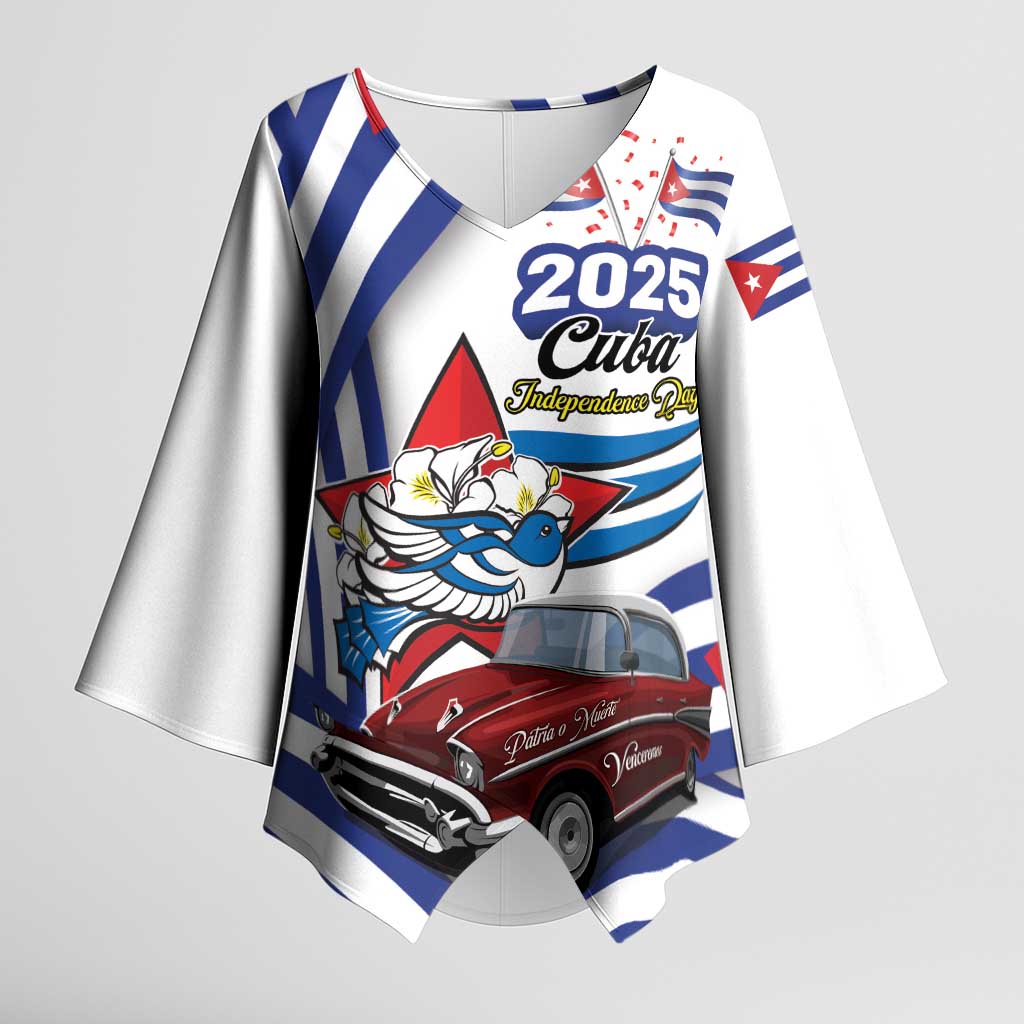 Personalized Cuba 2025 Independence Day Kimono Sleeve Blouse The Beauty Of Classic Car - Wonder Print Shop
