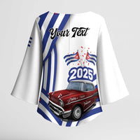 Personalized Cuba 2025 Independence Day Kimono Sleeve Blouse The Beauty Of Classic Car - Wonder Print Shop