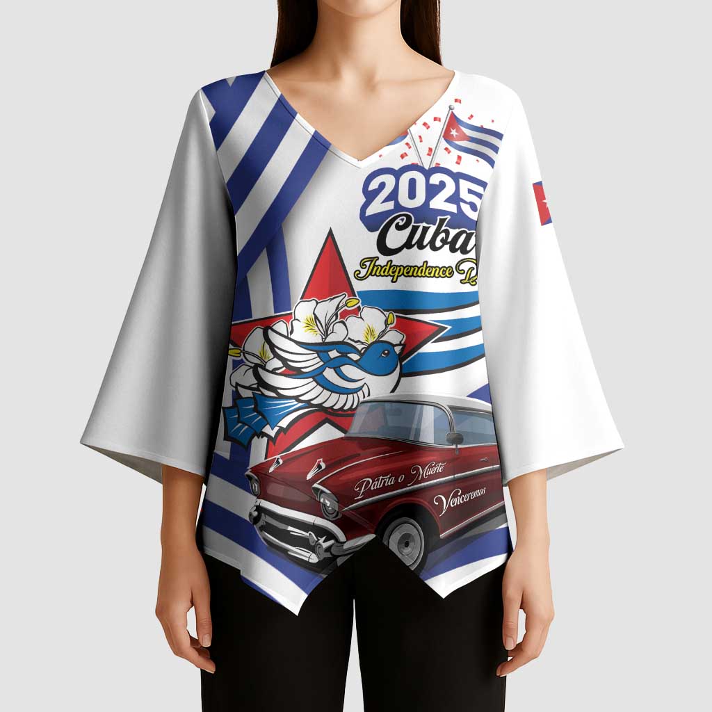 Personalized Cuba 2025 Independence Day Kimono Sleeve Blouse The Beauty Of Classic Car - Wonder Print Shop