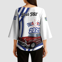 Personalized Cuba 2025 Independence Day Kimono Sleeve Blouse The Beauty Of Classic Car - Wonder Print Shop