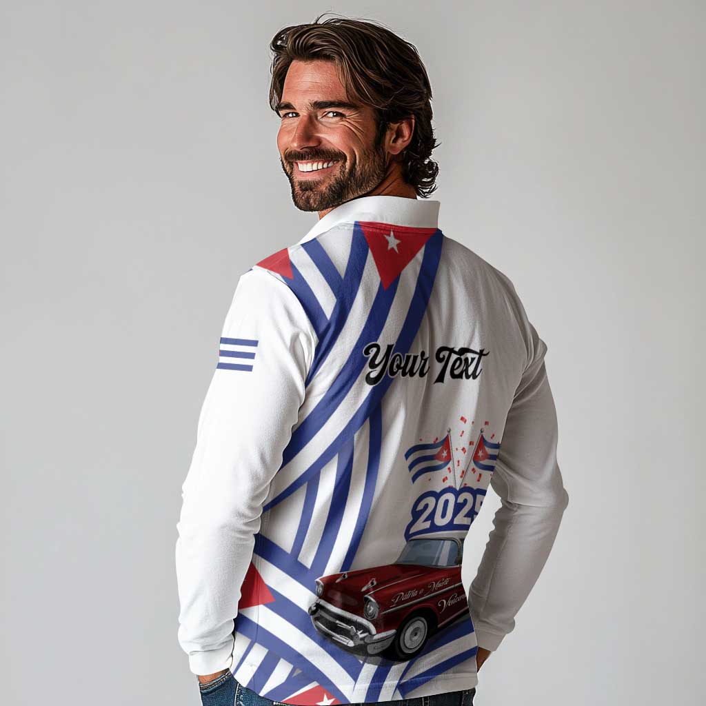 Personalized Cuba 2025 Independence Day Long Sleeve Polo Shirt The Beauty Of Classic Car - Wonder Print Shop