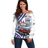 Personalized Cuba 2025 Independence Day Off Shoulder Sweater The Beauty Of Classic Car - Wonder Print Shop