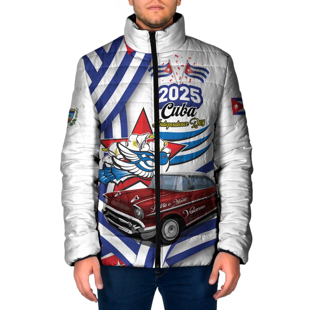 Personalized Cuba 2025 Independence Day Padded Jacket The Beauty Of Classic Car - Wonder Print Shop