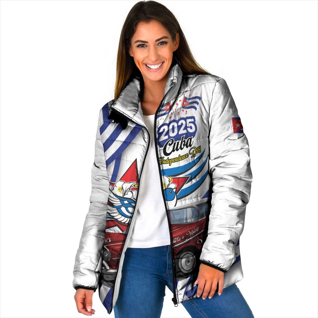 Personalized Cuba 2025 Independence Day Padded Jacket The Beauty Of Classic Car - Wonder Print Shop