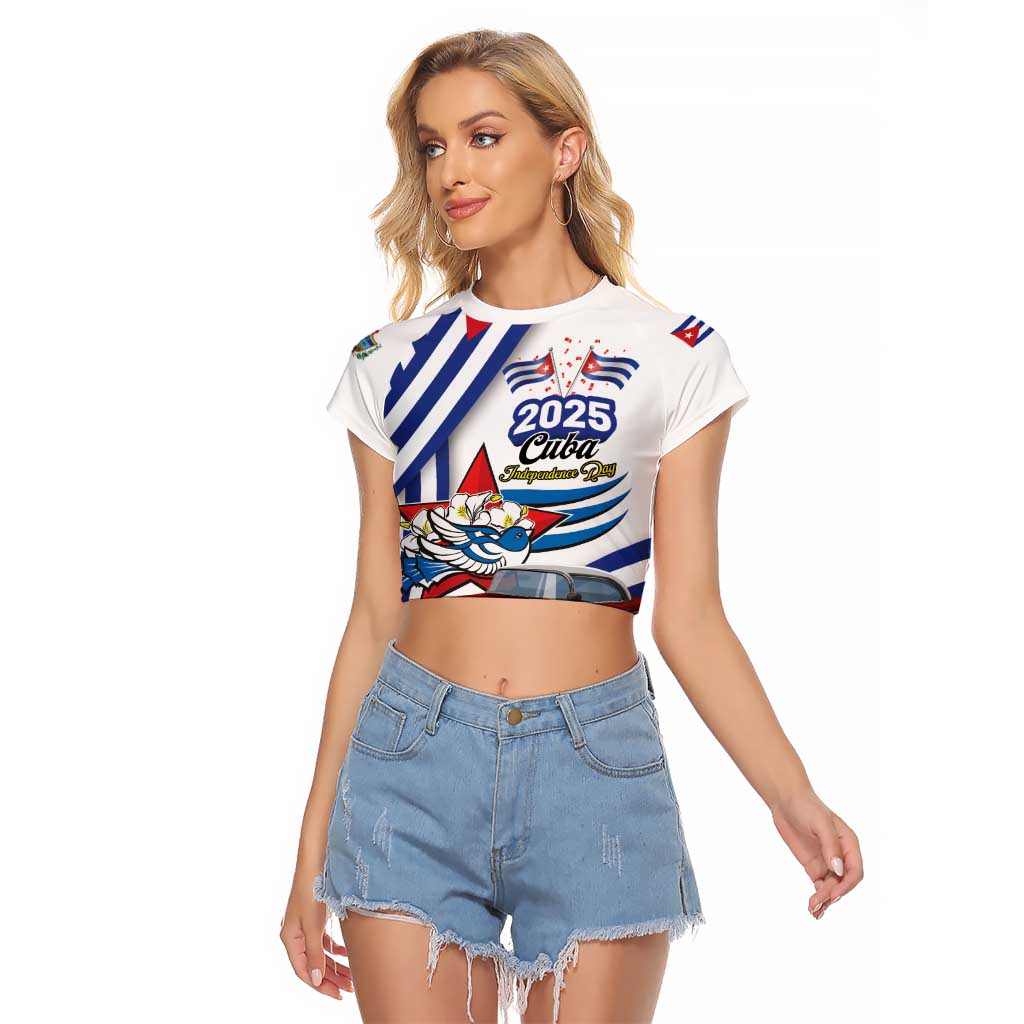 Personalized Cuba 2025 Independence Day Raglan Cropped T Shirt The Beauty Of Classic Car - Wonder Print Shop