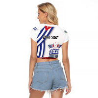 Personalized Cuba 2025 Independence Day Raglan Cropped T Shirt The Beauty Of Classic Car - Wonder Print Shop