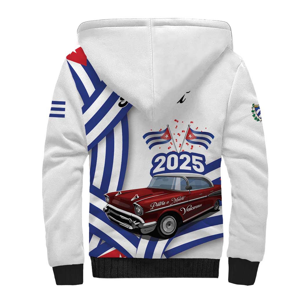 Personalized Cuba 2025 Independence Day Sherpa Hoodie The Beauty Of Classic Car - Wonder Print Shop