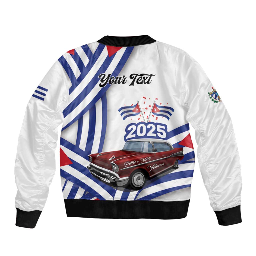 Personalized Cuba 2025 Independence Day Sleeve Zip Bomber Jacket The Beauty Of Classic Car - Wonder Print Shop