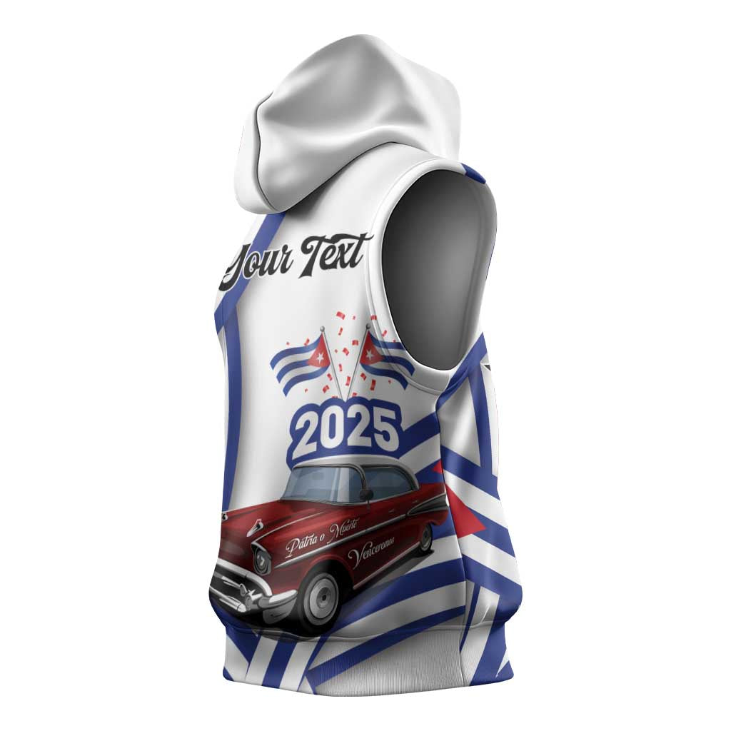 Personalized Cuba 2025 Independence Day Sleeveless Hoodie The Beauty Of Classic Car - Wonder Print Shop