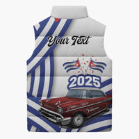 Personalized Cuba 2025 Independence Day Sleeveless Puffer Jacket The Beauty Of Classic Car - Wonder Print Shop