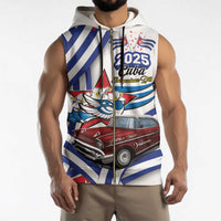 Personalized Cuba 2025 Independence Day Sleeveless Zip Hoodie The Beauty Of Classic Car - Wonder Print Shop