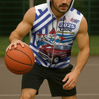 Personalized Cuba 2025 Independence Day Sleeveless Zip Hoodie The Beauty Of Classic Car - Wonder Print Shop