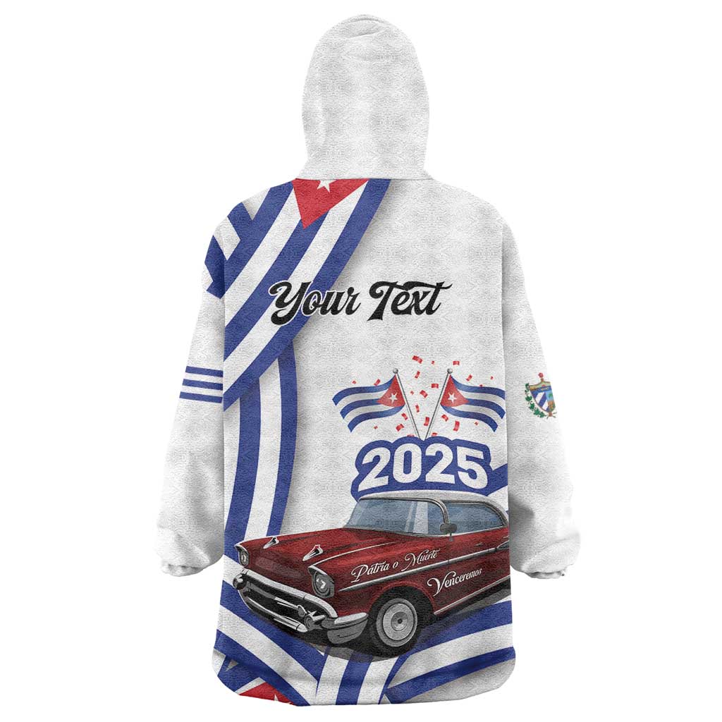 Personalized Cuba 2025 Independence Day Wearable Blanket Hoodie The Beauty Of Classic Car - Wonder Print Shop