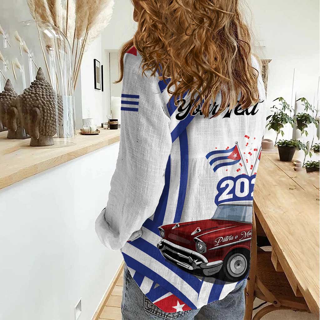 Personalized Cuba 2025 Independence Day Women Casual Shirt The Beauty Of Classic Car - Wonder Print Shop