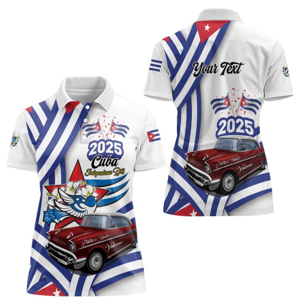 Personalized Cuba 2025 Independence Day Women Polo Shirt The Beauty Of Classic Car - Wonder Print Shop