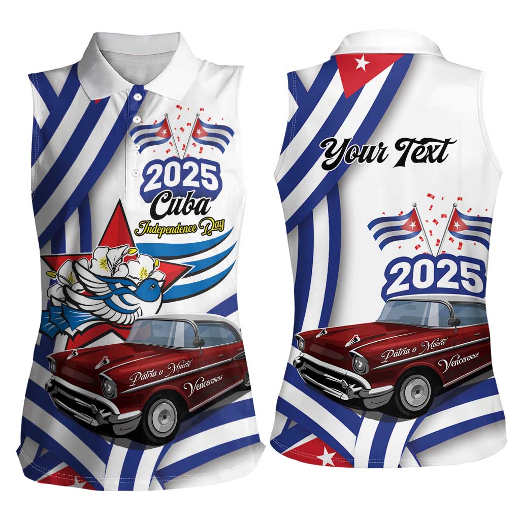 Personalized Cuba 2025 Independence Day Women Sleeveless Polo Shirt The Beauty Of Classic Car - Wonder Print Shop