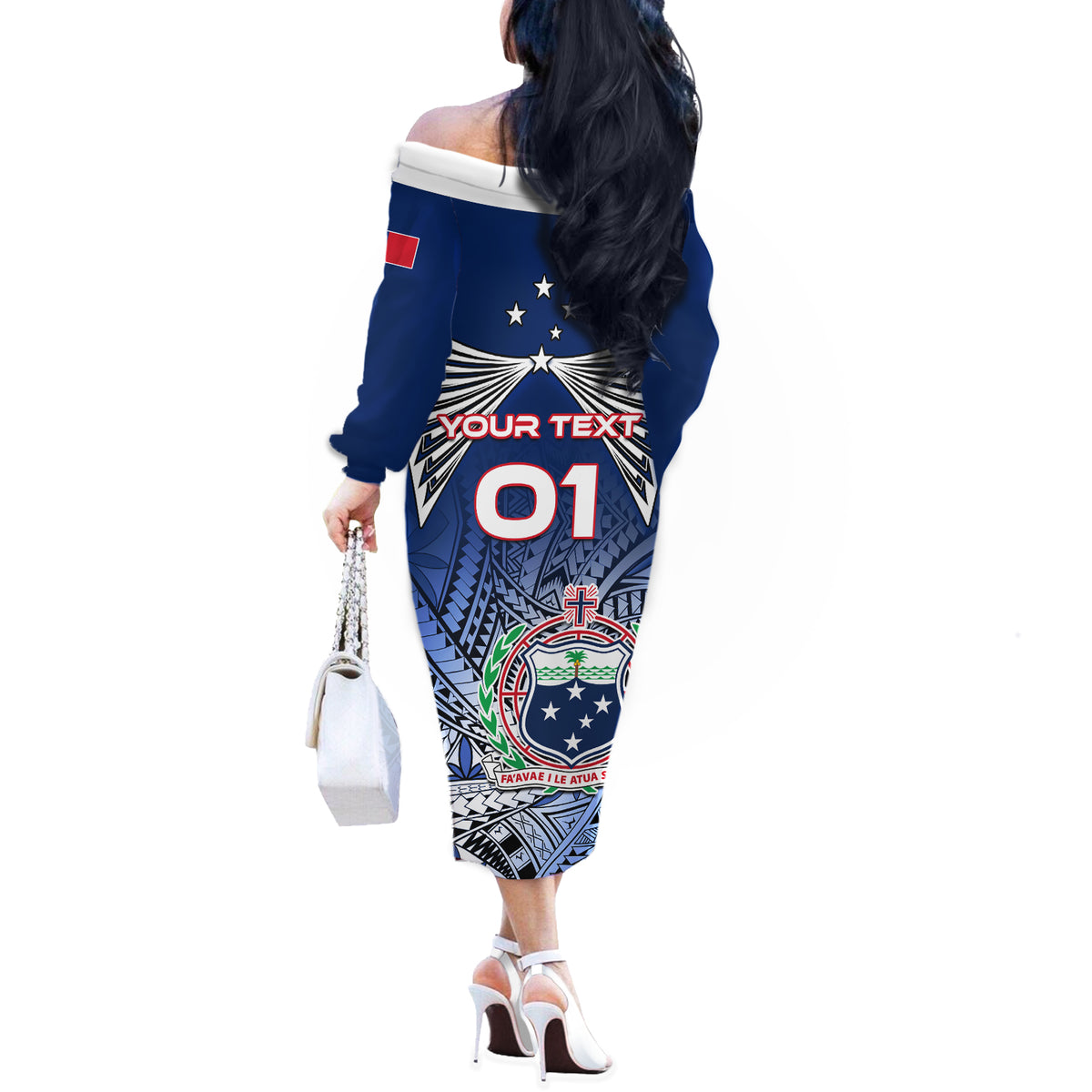 Custom Samoa Rugby Off The Shoulder Long Sleeve Dress Toa Samoa Myriad Patterns - Wonder Print Shop